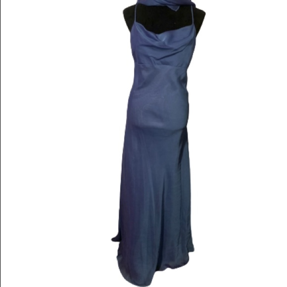 NIGHT WAY COLLECTIONS Blue Formal Wedding Bridesmaid Gown w Shawl Sz 14